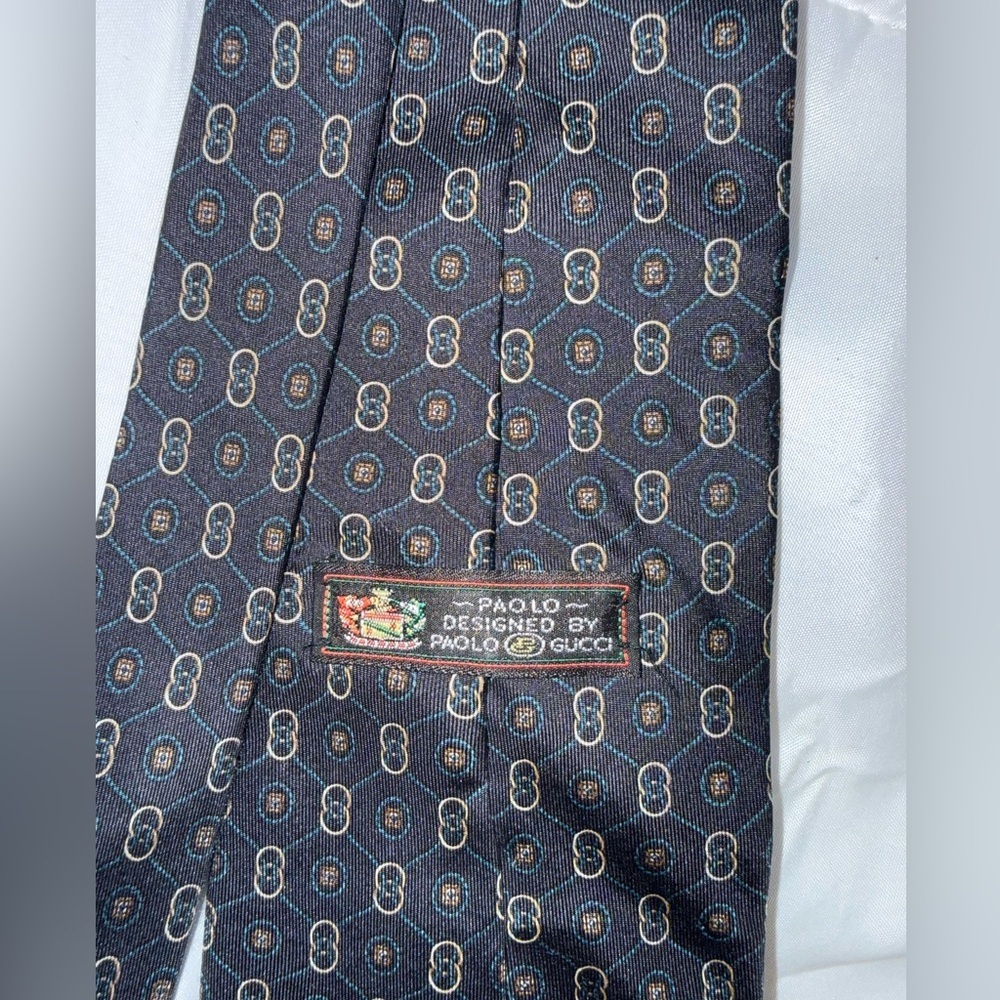 Gucci Paolo Gucci Vintage 1980s Signature Logo 100% Silk 56in Neck Tie